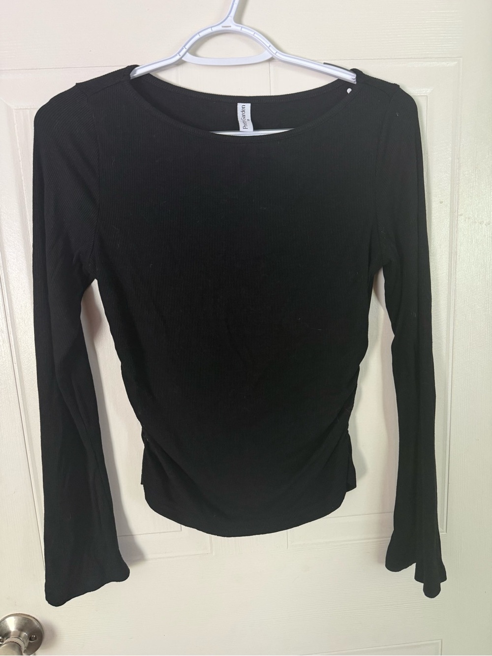 Women's Black Ribbed Long-Sleeve Top by A New Day